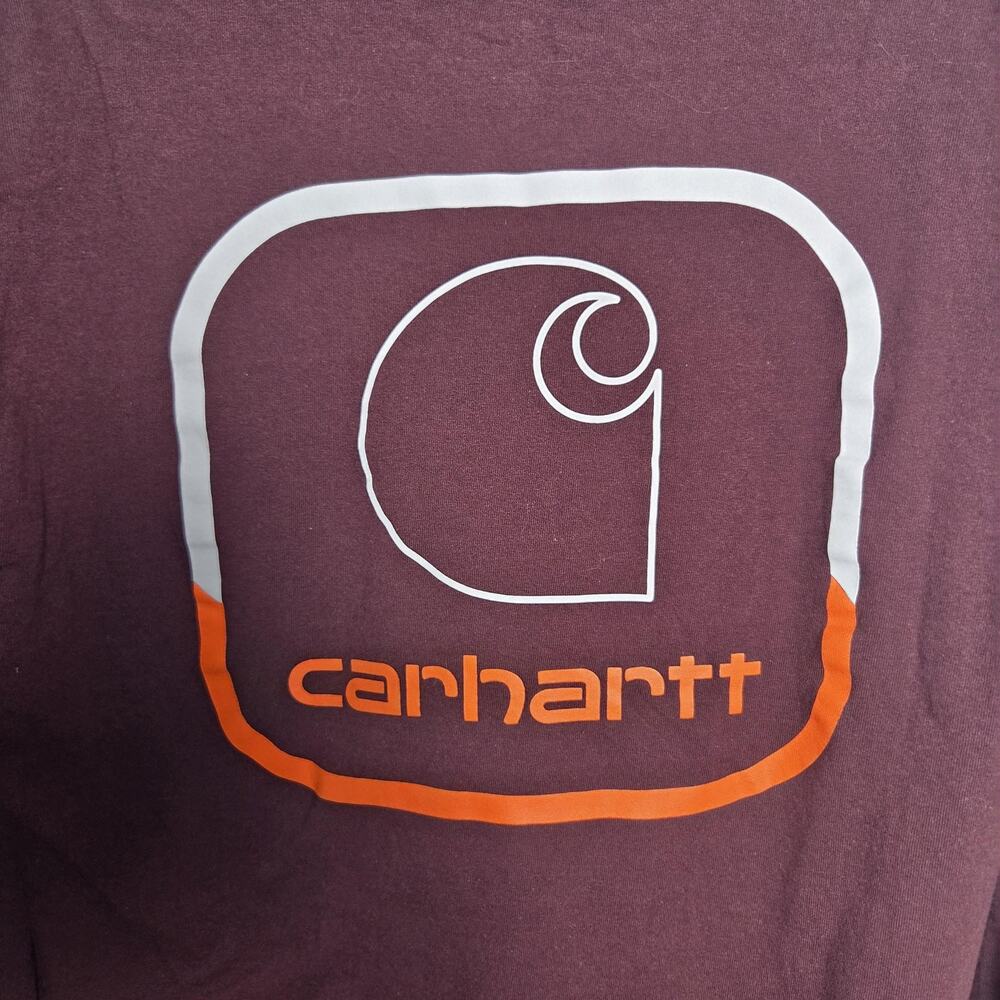 Carhartt Shirt Mens XL Red Loose Pocket Long Sleeve Workwear Logo Graphic Tee